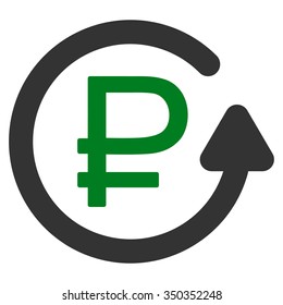 Rouble Chargeback vector icon. Style is bicolor flat symbol, green and gray colors, rounded angles, white background.