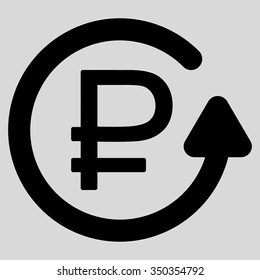 Rouble Chargeback vector icon. Style is flat symbol, black color, rounded angles, light gray background.