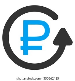 Rouble Chargeback vector icon. Style is bicolor flat symbol, blue and gray colors, rounded angles, white background.