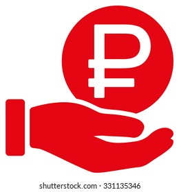 Rouble Coin Payment vector icon. Style is flat red symbol, rounded angles, white background.