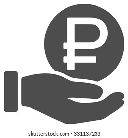 Rouble Coin Payment vector icon. Style is flat gray symbol, rounded angles, white background.