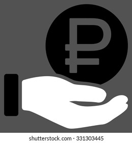 Rouble Coin Payment vector icon. Style is flat bicolor black and white symbol, rounded angles, gray background.