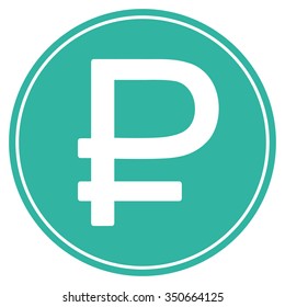 Rouble Coin vector icon. Style is flat symbol, cyan color, rounded angles, white background.