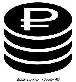 Rouble Coins Stack vector icon. Style is flat symbol, black color, rounded angles, white background.