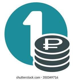 Rouble Coins vector icon. Style is bicolor flat symbol, soft blue colors, rounded angles, white background.