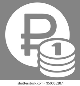 Rouble Coins vector icon. Style is flat symbol, white color, rounded angles, gray background.