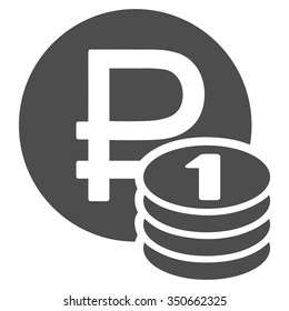 Rouble Coins vector icon. Style is flat symbol, gray color, rounded angles, white background.