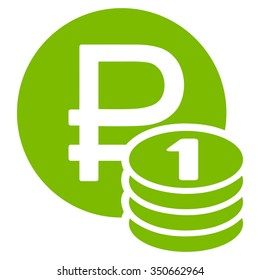 Rouble Coins vector icon. Style is flat symbol, eco green color, rounded angles, white background.