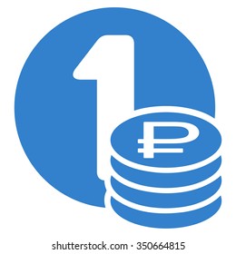 Rouble Coins vector icon. Style is flat symbol, cobalt color, rounded angles, white background.