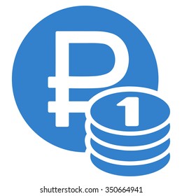 Rouble Coins vector icon. Style is flat symbol, cobalt color, rounded angles, white background.