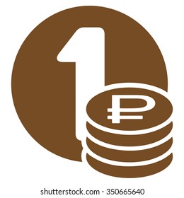 Rouble Coins vector icon. Style is flat symbol, brown color, rounded angles, white background.
