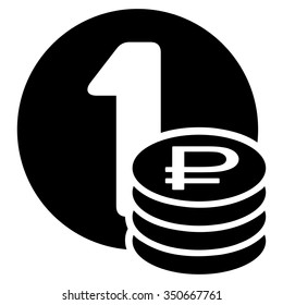Rouble Coins vector icon. Style is flat symbol, black color, rounded angles, white background.