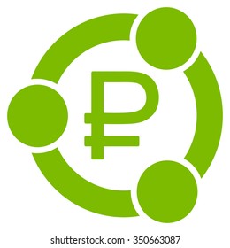 Rouble Collaboration vector icon. Style is flat symbol, eco green color, rounded angles, white background.