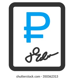 Rouble Contract vector icon. Style is bicolor flat symbol, blue and gray colors, rounded angles, white background.