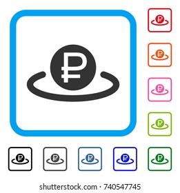 Rouble Deposit icon. Flat gray pictogram symbol in a light blue rounded square. Black, gray, green, blue, red, orange color versions of Rouble Deposit vector.