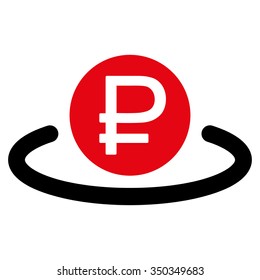Rouble Deposit vector icon. Style is bicolor flat symbol, intensive red and black colors, rounded angles, white background.