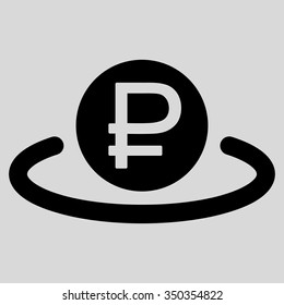 Rouble Deposit vector icon. Style is flat symbol, black color, rounded angles, light gray background.