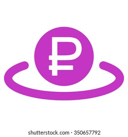 Rouble Deposit vector icon. Style is flat symbol, violet color, rounded angles, white background.
