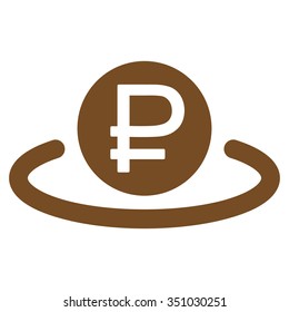 Rouble Deposit vector icon. Style is flat symbol, brown color, rounded angles, white background.