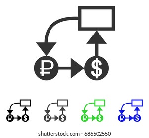 Rouble And Dollar Scheme flat vector pictograph. Colored rouble and dollar scheme gray, black, blue, green pictogram variants. Flat icon style for application design.