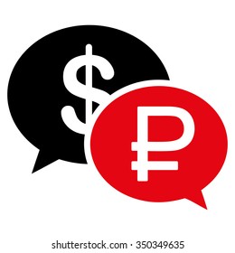 Rouble Dollar Transaction vector icon. Style is bicolor flat symbol, intensive red and black colors, white background.