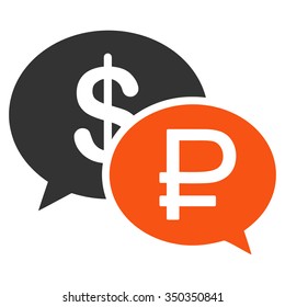 Rouble Dollar Transaction vector icon. Style is bicolor flat symbol, orange and gray colors, white background.