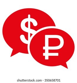 Rouble Dollar Transaction vector icon. Style is flat symbol, red color, white background.