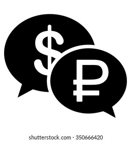 Rouble Dollar Transaction vector icon. Style is flat symbol, black color, white background.