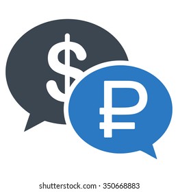 Rouble Dollar Transaction vector icon. Style is bicolor flat symbol, smooth blue colors, white background.