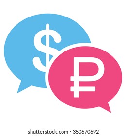 Rouble Dollar Transaction vector icon. Style is bicolor flat symbol, pink and blue colors, white background.