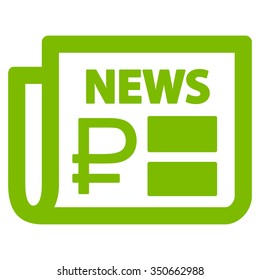 Rouble Financial News vector icon. Style is flat symbol, eco green color, rounded angles, white background.