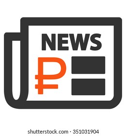 Rouble Financial News vector icon. Style is bicolor flat symbol, orange and gray colors, rounded angles, white background.