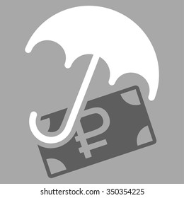 Rouble Financial Safety vector icon. Style is bicolor flat symbol, dark gray and white colors, rounded angles, silver background.