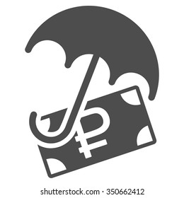 Rouble Financial Safety vector icon. Style is flat symbol, gray color, rounded angles, white background.