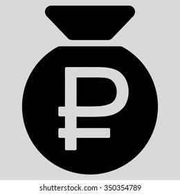 Rouble Fund vector icon. Style is flat symbol, black color, rounded angles, light gray background.