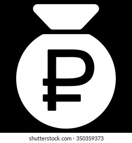 Rouble Fund vector icon. Style is flat symbol, white color, rounded angles, black background.