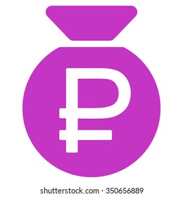 Rouble Fund vector icon. Style is flat symbol, violet color, rounded angles, white background.