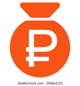Rouble Fund vector icon. Style is flat symbol, orange color, rounded angles, white background.