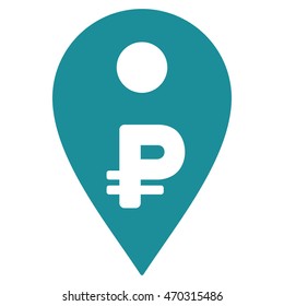 Rouble Map Marker icon. Vector style is flat iconic symbol with rounded angles, soft blue color, white background.
