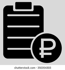 Rouble Price List vector icon. Style is flat symbol, black color, rounded angles, light gray background.