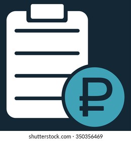 Rouble Price List vector icon. Style is bicolor flat symbol, blue and white colors, rounded angles, dark blue background.