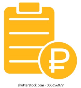 Rouble Price List vector icon. Style is flat symbol, yellow color, rounded angles, white background.