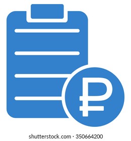 Rouble Price List vector icon. Style is flat symbol, cobalt color, rounded angles, white background.
