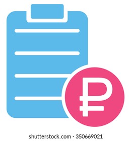 Rouble Price List vector icon. Style is bicolor flat symbol, pink and blue colors, rounded angles, white background.