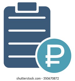 Rouble Price List vector icon. Style is bicolor flat symbol, cyan and blue colors, rounded angles, white background.