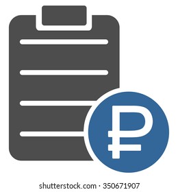 Rouble Price List vector icon. Style is bicolor flat symbol, cobalt and gray colors, rounded angles, white background.