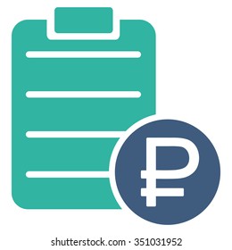 Rouble Price List vector icon. Style is bicolor flat symbol, cobalt and cyan colors, rounded angles, white background.