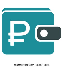 Rouble Purse vector icon. Style is bicolor flat symbol, soft blue colors, rounded angles, white background.