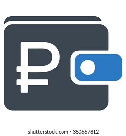 Rouble Purse vector icon. Style is bicolor flat symbol, smooth blue colors, rounded angles, white background.