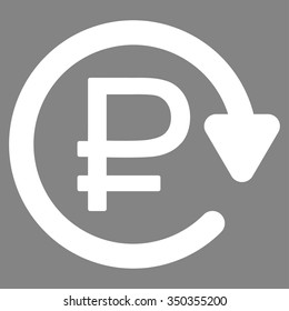 Rouble Recurring Payment vector icon. Style is flat symbol, white color, rounded angles, gray background.